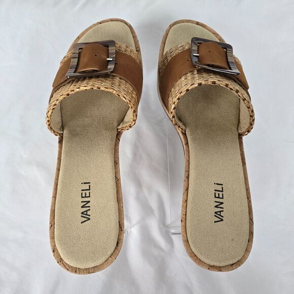 Vaneli Wedge Shoes Women's 10 M Cattee Tan Straw NIB - Picture 13 of 16